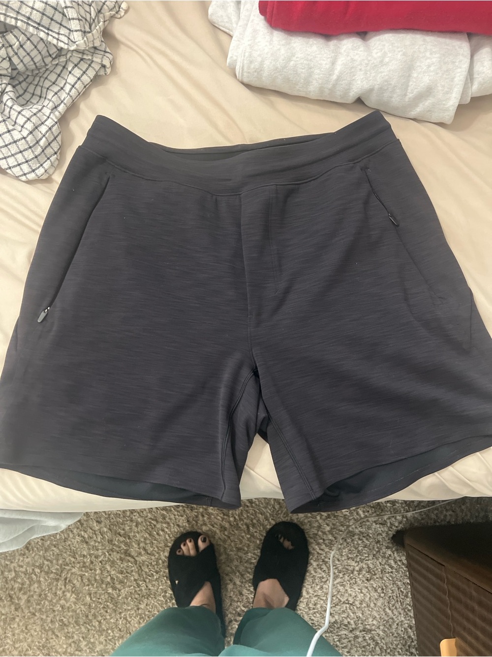 lululemon athletica Men's Charcoal Gray Athletic Shorts with Zip Pockets